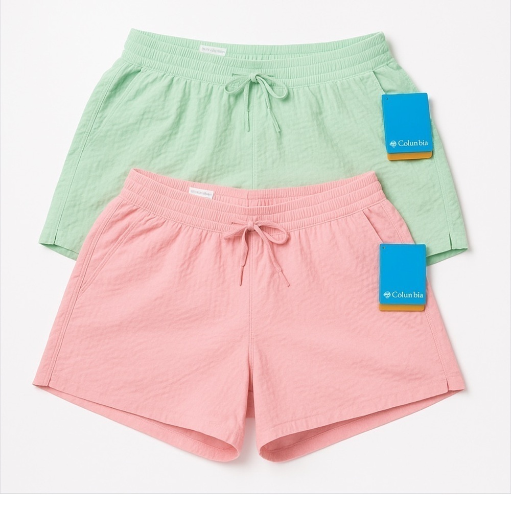 Columbia Boundless Trek Active Shorts (Set of 2) Women's Size XL Pink and Green.